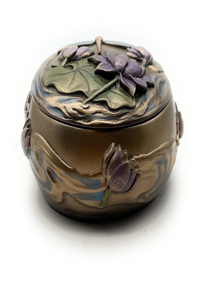 RUSTIX Dragonfly Trinket Box - Art Nouveau Decorative Jewelry Box with Hand-Painted Dragonfly, Floral, and Lily Pad Design - Elegant Dragonfly Gifts for Women and Home Decor - Image 2